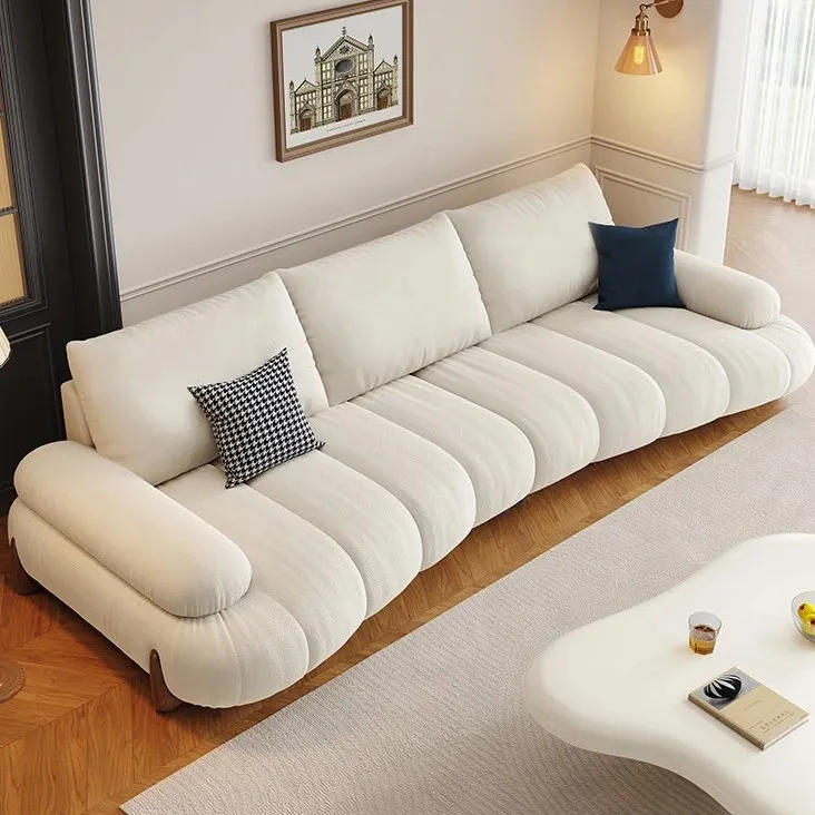 新款沙发奶油风布艺客厅意式简约小户型弧形直排钢琴键沙发908