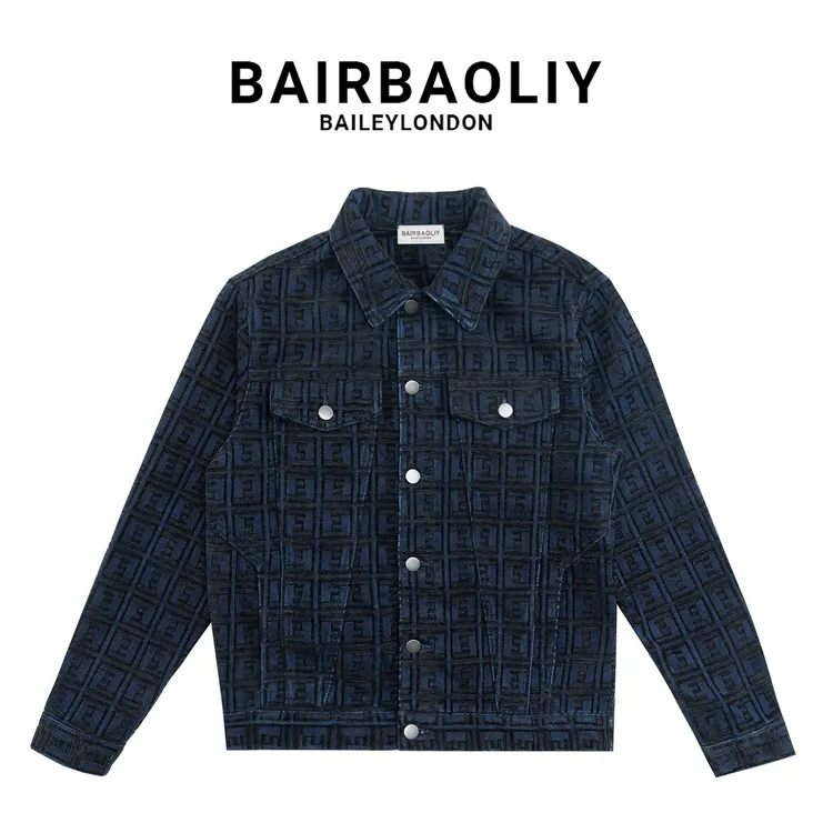BAIRBAOLIY复古轻奢潮牌纯棉修身牛仔夹克上衣经典痞帅美式外套