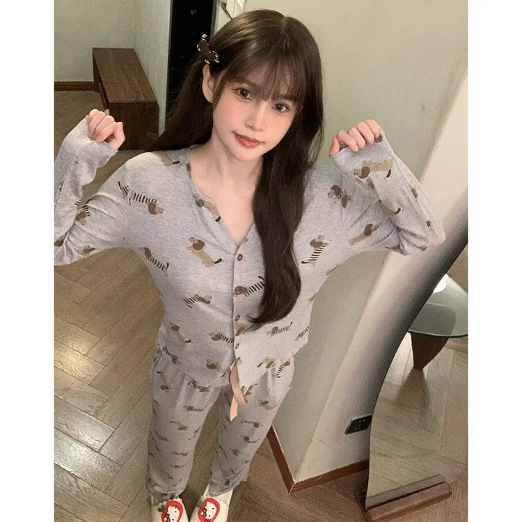 春秋季睡衣女款爆款2025新款宽松可外穿大码高颜值长袖家居服套装