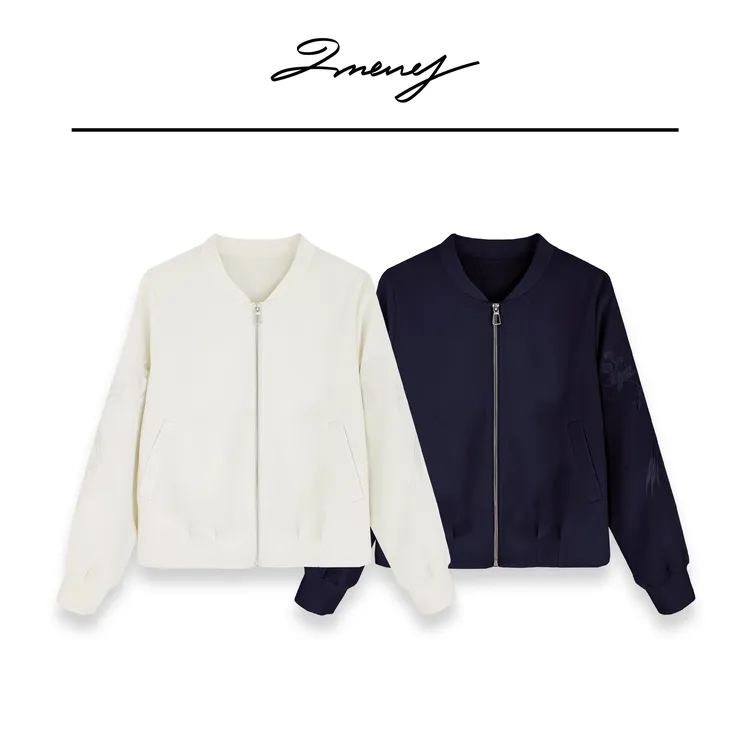 LMENY鸟语花香~刺绣微光缎显瘦气质棒球服外套25AW010