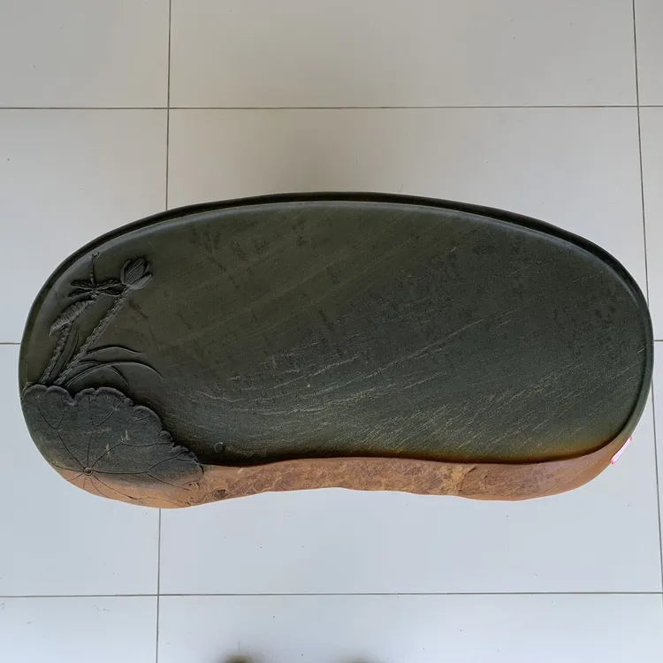 肇庆端砚精品绿端石茶盘茶海实用功夫茶具家用办公摆件