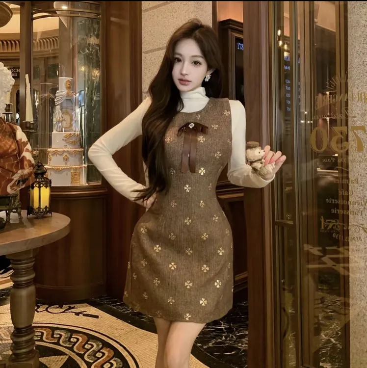 【现货运费险】Barb Chill【鎏金比利弗】小香打底+背带连衣裙两件套