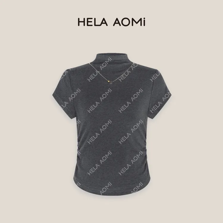 HELAAOMI“慕斯棉项链T”百搭爆款INS博主风短袖T恤显瘦CY5CM23531