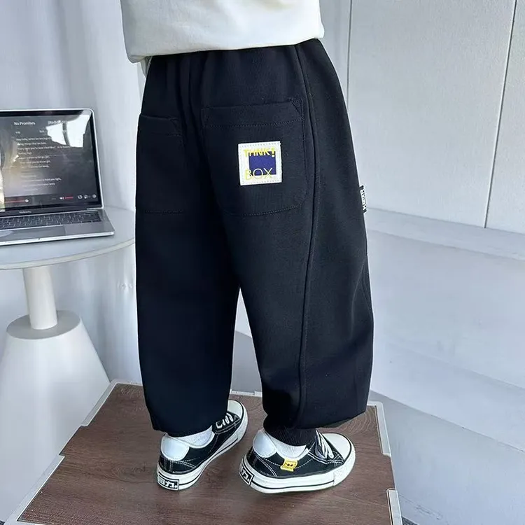 儿童裤子2025春秋新款男童洋气百搭卫裤中小童加绒加厚运动长裤潮