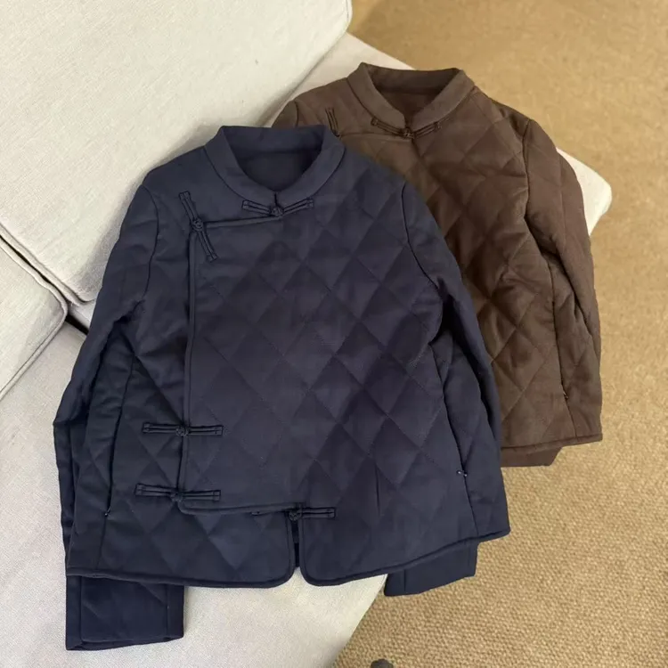 新中式复古盘扣菱格棉服