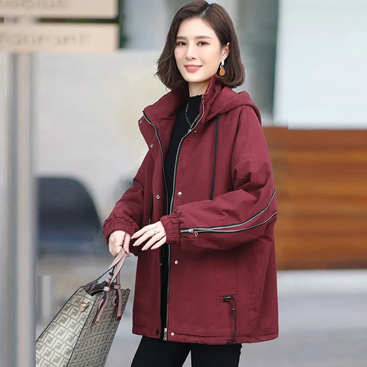 派克服冬中长款爆款新款宽松休闲棉衣加绒秋季女士秋冬款新款外套