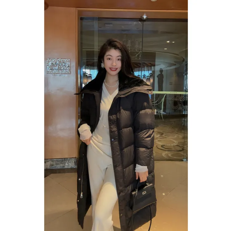 N.COU妮蔻25冬新款高级感加厚保暖大翻领90鸭绒长款羽绒服DY10668