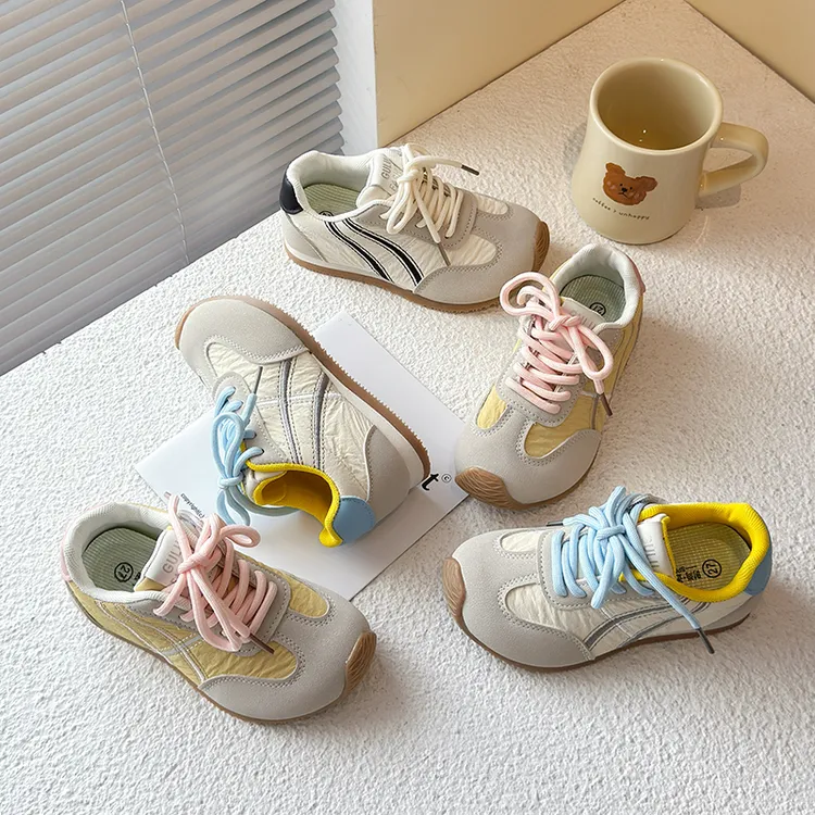 德训鞋学生2025新款时尚风儿童休闲鞋春秋男女童多彩拼接运动鞋潮