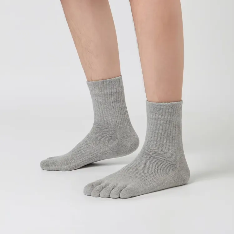 五指袜秋冬季加厚宽松纯棉防臭百搭透气分趾袜子宽口加厚袜子
