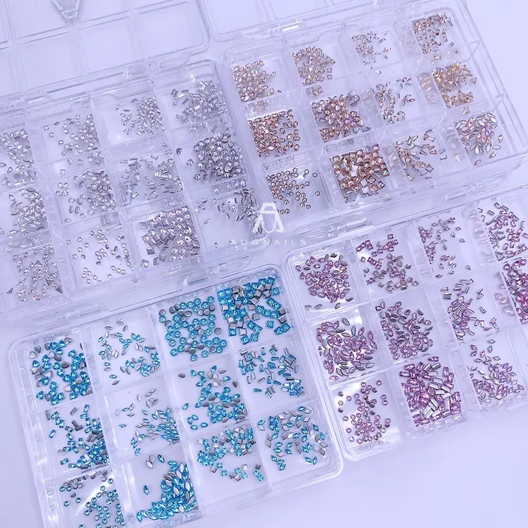 【迷你锆套盒】5A美甲平底锆不掉底平底迷你锆石超闪平底倒边迷你锆