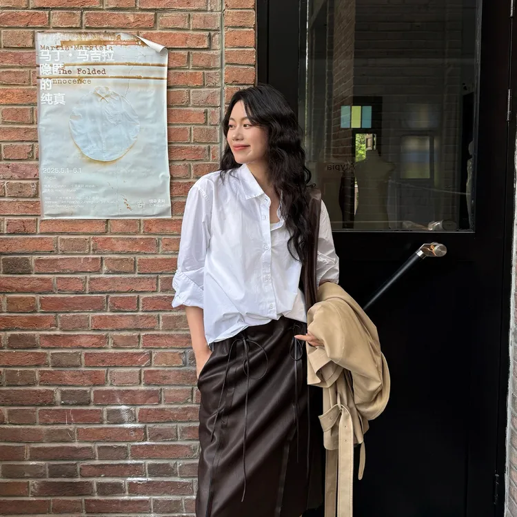 Seyora【白开水】100%棉简约纯色长袖百搭衬衫 C36746SY53