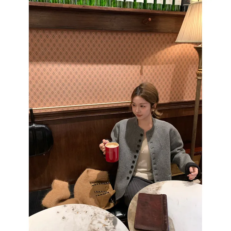 陳文文xenl【伦敦雾色】冬季100绵羊毛双面可穿气质双面呢外套0102