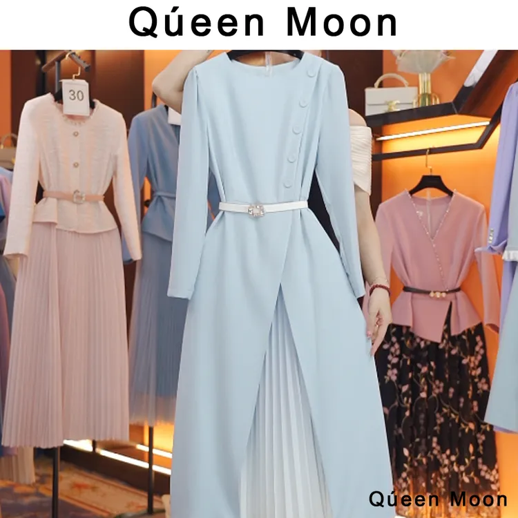 编码14【QúeenMoon】经典轻奢百搭气质连衣裙拼接长裙 (定制女装)