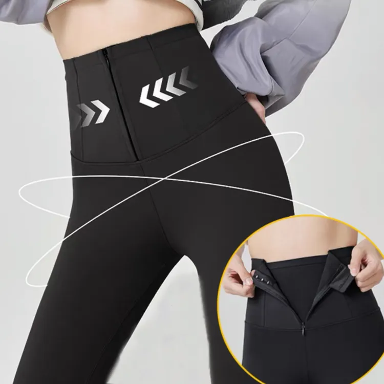 拉链款芭比裤C5343加绒微弹拉链高腰喇叭裤L77