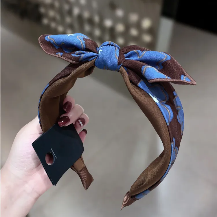 撞色复古兔耳蝴蝶结发箍女2025新款洋气高颅顶压发头箍时尚盘发卡