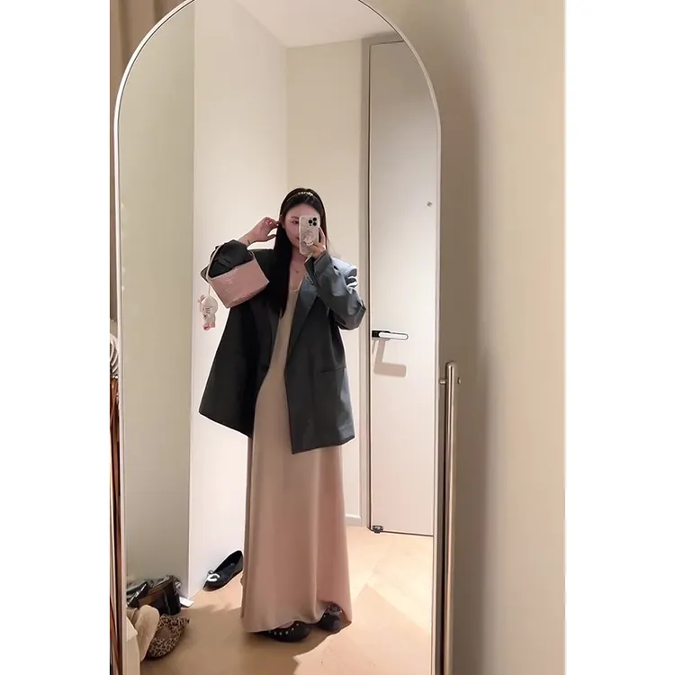 MARIE.COCO法式高级感灰色翻领宽松西装外套女秋季连衣裙两件套女