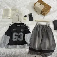 现货-小马家2025秋款儿童纯色牛仔裤K-6371穿搭老爹裤百搭男女童