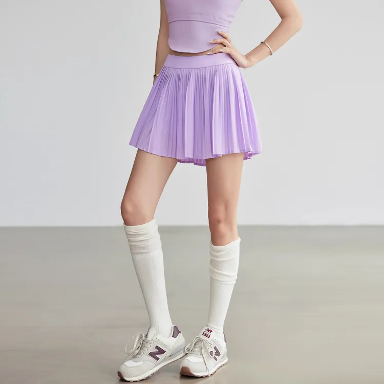 TEETKE高腰运动短裙女遮臀显瘦跑步百褶裙防走光瑜伽网球半身裙子