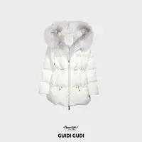 GUIDI GUDI【冰雪融化】浪漫时尚羽绒服外套/黄加蓝  