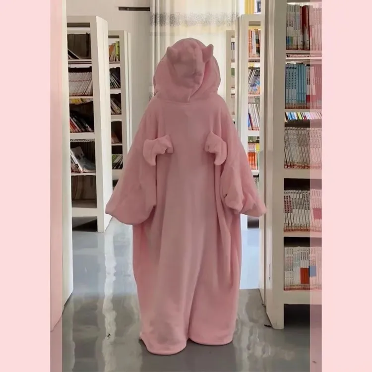 抖音网红同款睡衣女秋冬情侣两穿可爱小恶魔带翅膀家居睡袍