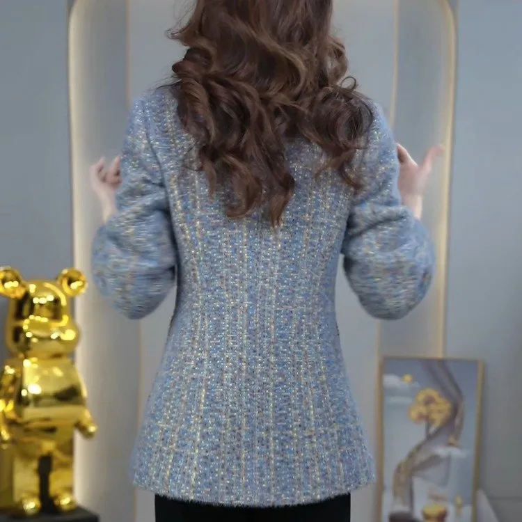 法式精致加棉加厚毛呢外套2025冬季新款女士洋气修身显瘦保暖大衣