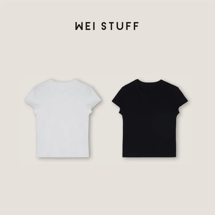 WEI STUFF 肯豆4.0 简约洋气休闲修身两色短袖T恤 8183
