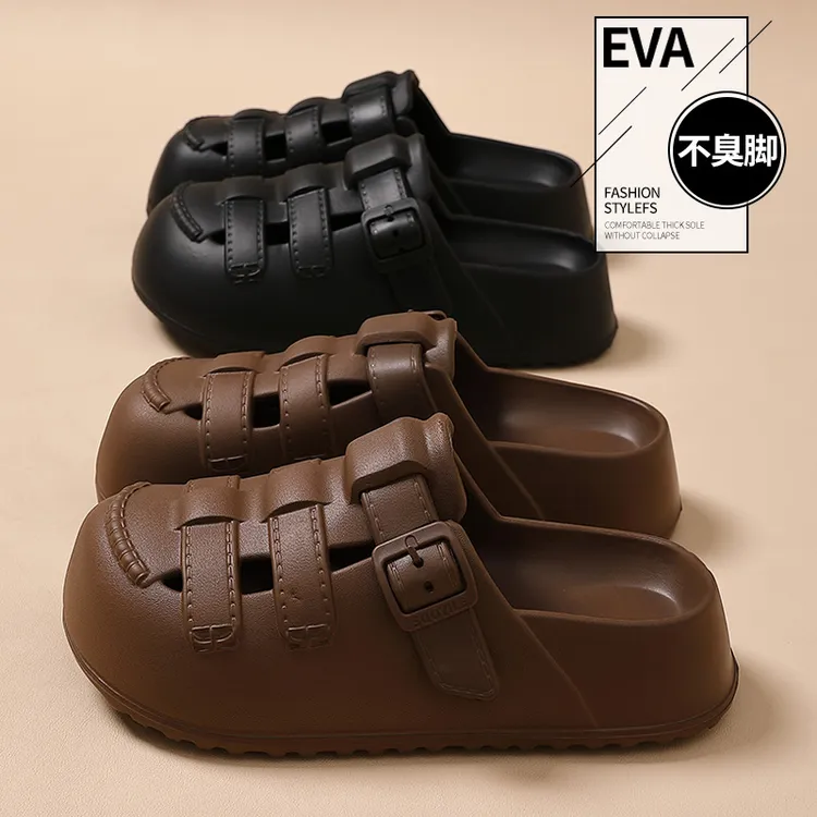 向伦家居外穿洞洞鞋女款厚底夏季软底防滑包头凉拖女士外出勃肯鞋