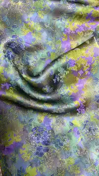 蓝底紫绿  1米  链接 布头 高清数码印花