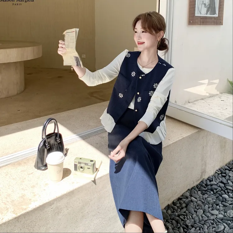 小香风打底马甲半身裙3151女秋时尚名媛风2025新款韩系减龄三件套