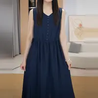 【现货+运补】无袖背心连衣裙子女夏季海边度假宽松长裙5385