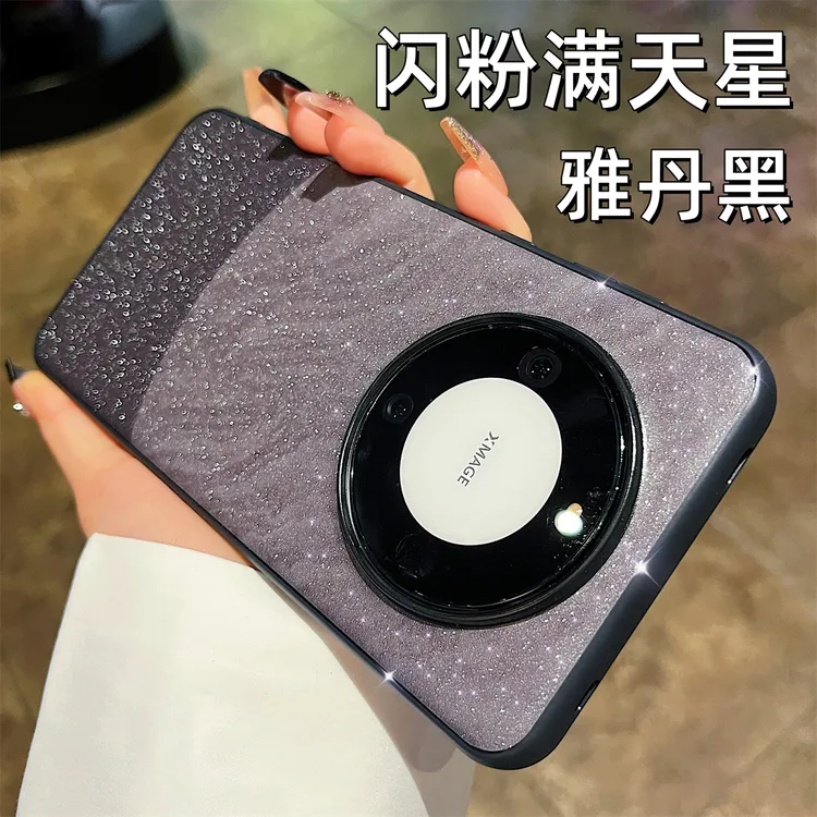 新款适用华为mate70pro+手机壳闪粉大理石磨砂mate70/60全包镜头
