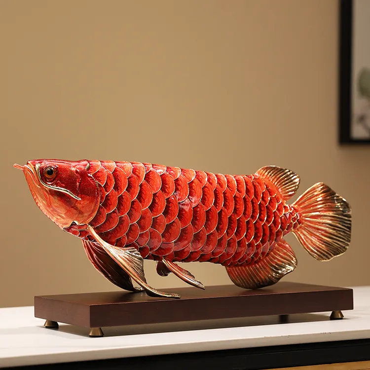 新中式珐琅彩招财金龙鱼摆件送老板领导办公室桌面装饰品开业礼物