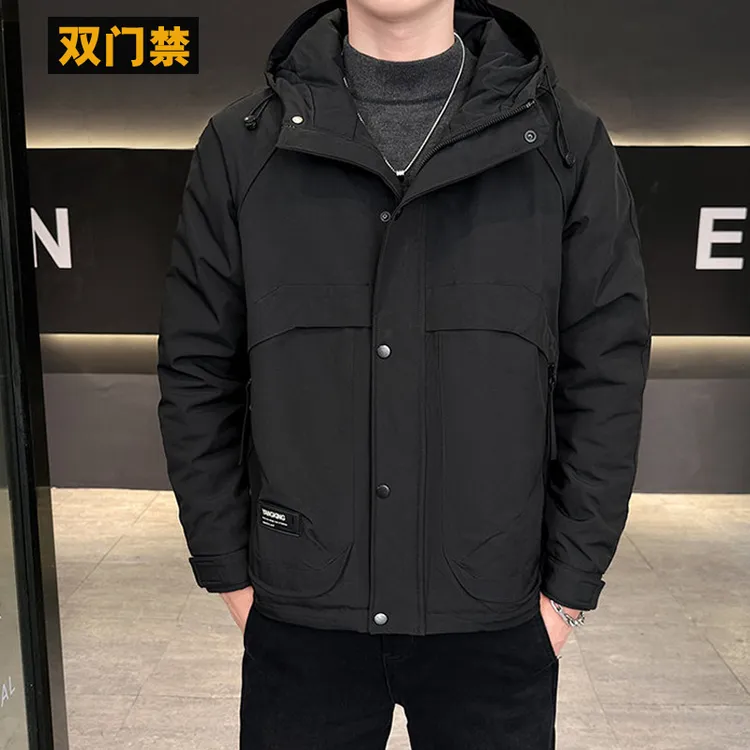 连帽棉衣男士加厚短款2025冬季新款宽松户外工装棉服保暖冲锋衣潮