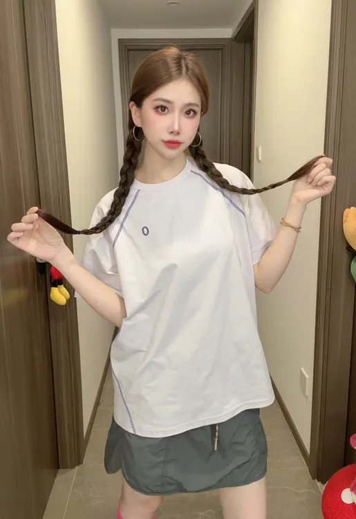 山系机能风 户外男女同款拼接撞色字母印花骑行运动圆领短袖