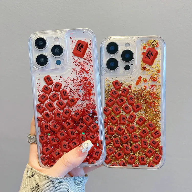 新年满屏發流沙壳适用苹果16/15华为荣耀小米vivoOPP中国风手机壳