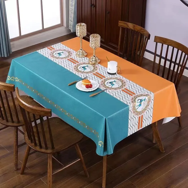 山柳现代北欧简约风pvc免洗防水防油防烫茶几长方形家用桌台布