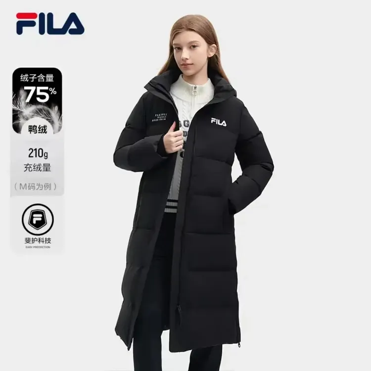 FILA爆款经典上新斐乐流光风户外运动长款羽绒服秋冬穿搭