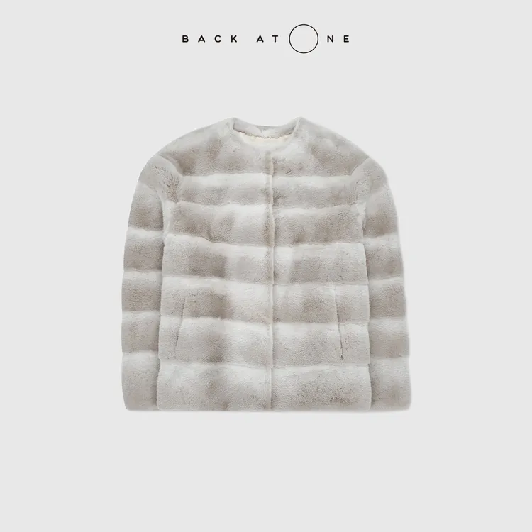 BACKATONE“ 千山沐雪 ” 整貂横排圆领奢华水貂外套 BFF-1GC722K-K