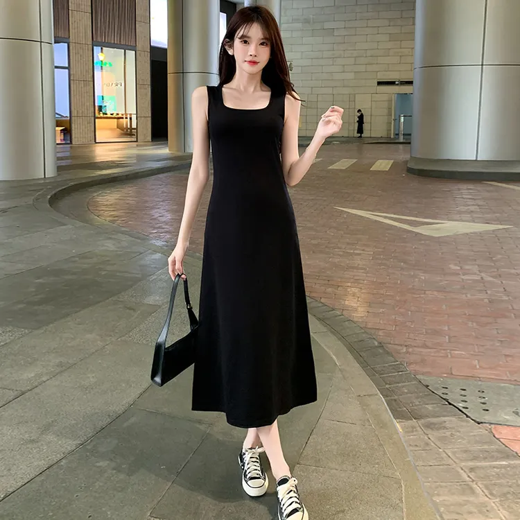 小众高级感女装连衣裙宽松休闲纯欲慵懒风显瘦长款气质打底背心裙