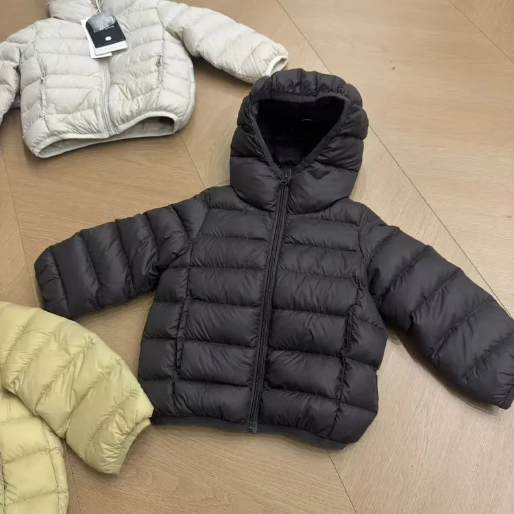 新款儿童90白鸭绒安心绒羽绒服男女童轻薄长袖带帽外套（不含马甲）