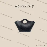 【若汐Rosalie】J-6451-黑色卡其条纹设计师韩版斜跨轻奢女包