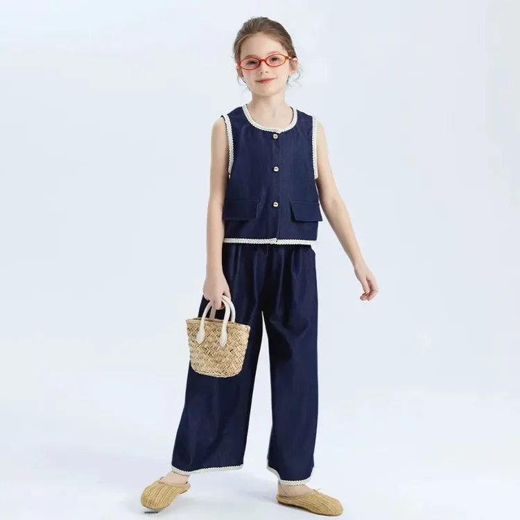 富罗迷【马甲+阔腿长裤】两季可穿女童休闲舒适简约两件套F5A7152T