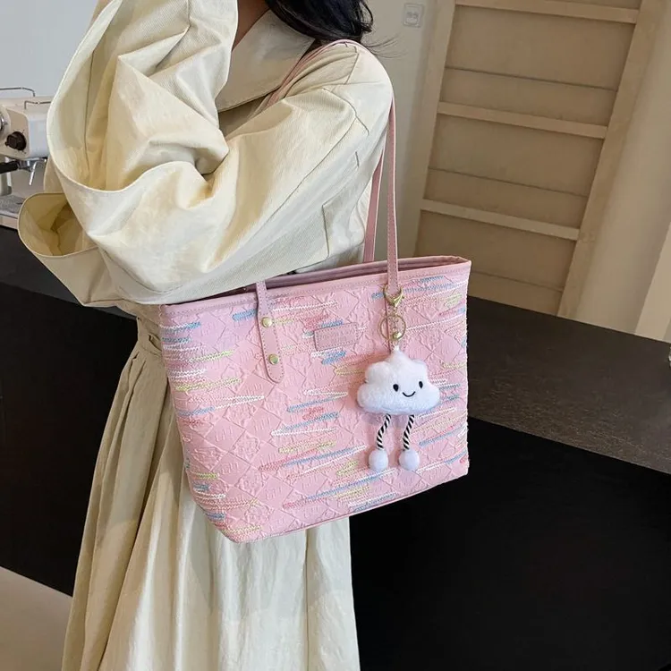 新款网红手拎包单肩包通勤包休闲女士包包大容量学生上课托特包