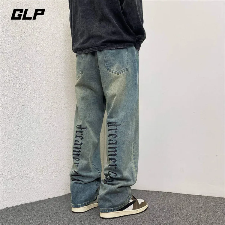 美式复古牛仔裤男2025春季直筒宽松高街vibe潮牌裤子黄泥染休闲裤