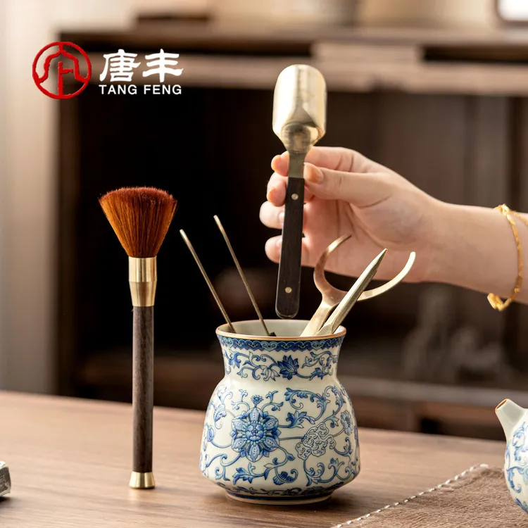 唐丰青花汝窑茶道六君子家用高档茶具配件6君子套装泡茶专用工具
