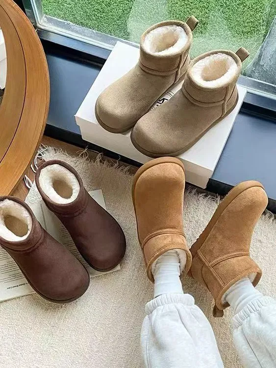 【华小姐】冬季新款时尚潮流圆头平底百搭雪地靴加厚加绒0589