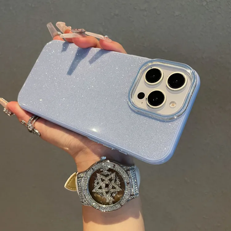 日韩ins闪粉适用苹果16promax手机壳13女款网红15光面14pro保护壳