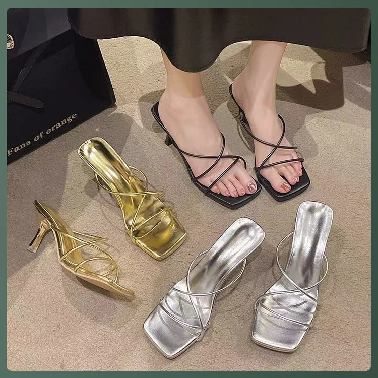 法式仙女鞋子外穿2025年新款夏季高级感气质夹趾凉拖鞋高跟鞋凉鞋