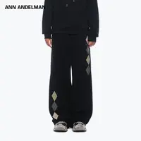ANN ANDELMAN 25秋 时尚设计潮流休闲百搭抽绳菱形格卫裤