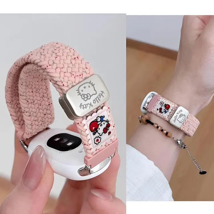细款KT猫适用小米手环红米苹果表带华为手环编织小熊磁吸表带